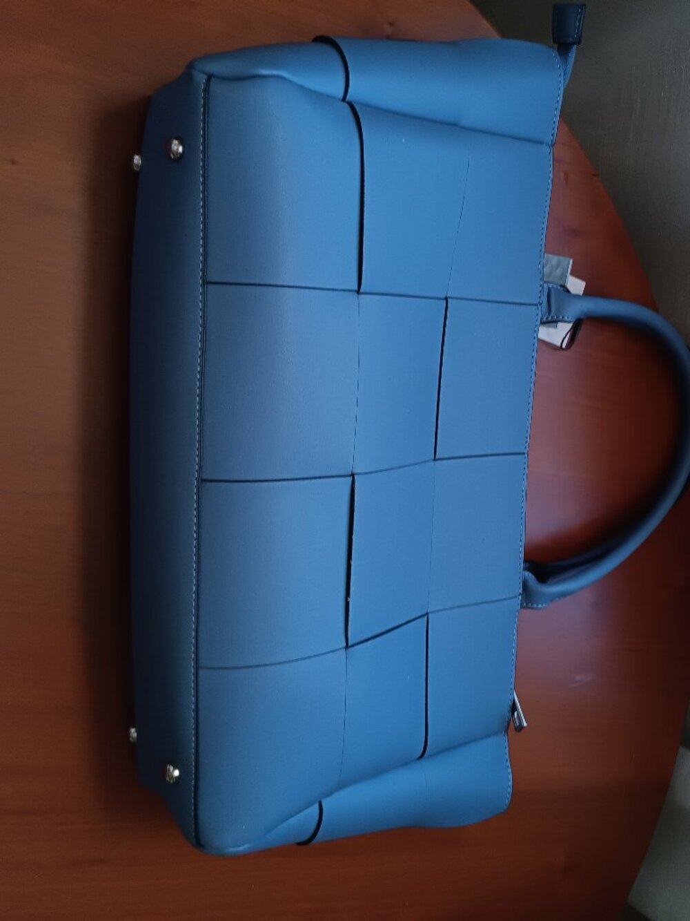 NWT Deep Ocean Blue Woven Vegan Top Handle Tote Bag